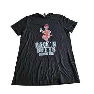 Gildan funny Rack N Butts smoking BBQ shirt womens M